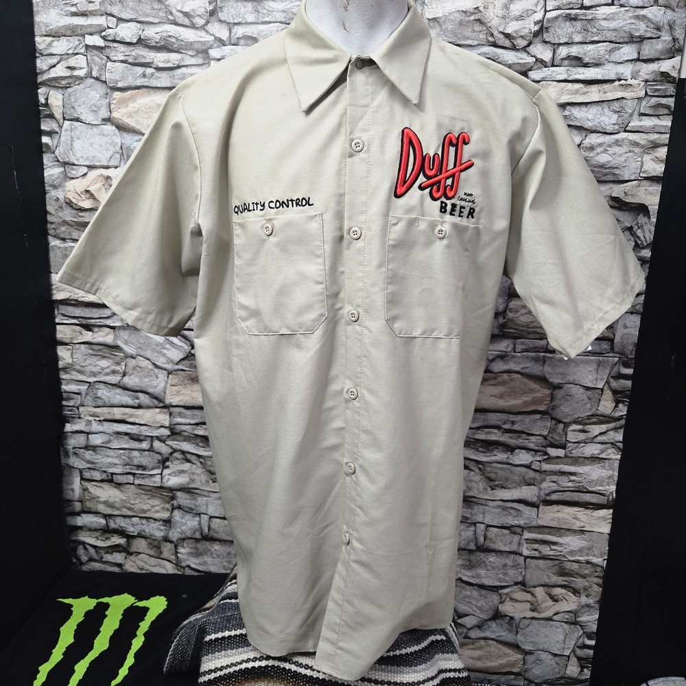 Universal Simpson Duff Beer Men XL Casual Button Down Shirt Beige NWT
